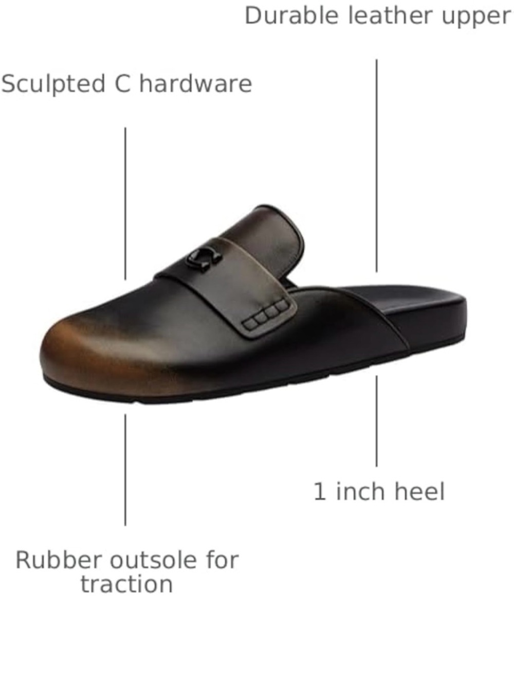 Coach Women's Black to Brown Gradient Leather Mule - Picture 3 of 11